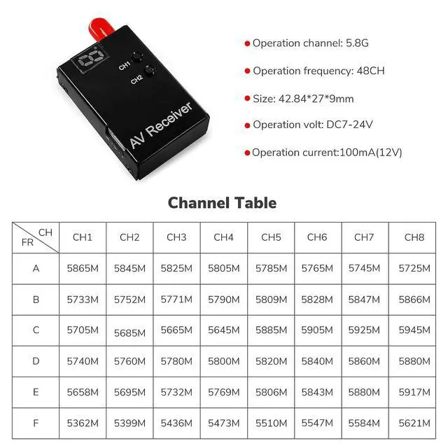 Alt view image 5 of 7 - Radiolink 5.8G 48CH Wireless Image Transmission Receiver&5.8G OSD Camera for RC8X Transmitter FPV Display