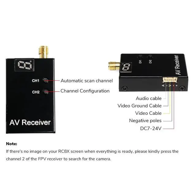 Alt view image 6 of 7 - Radiolink 5.8G 48CH Wireless Image Transmission Receiver&5.8G OSD Camera for RC8X Transmitter FPV Display