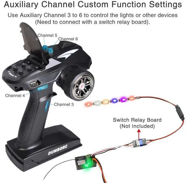 Alt view image 6 of 7 - ATA HOBBY DUMBORC X6 2.4GHz 6CH RC Radio Transmitter and Receiver X6FG(Built-in Gyro) with Fail-Safe & Low Voltage Alarm Function for Rc Vehicle Car Boat Tank Model Parts Remote Controller
