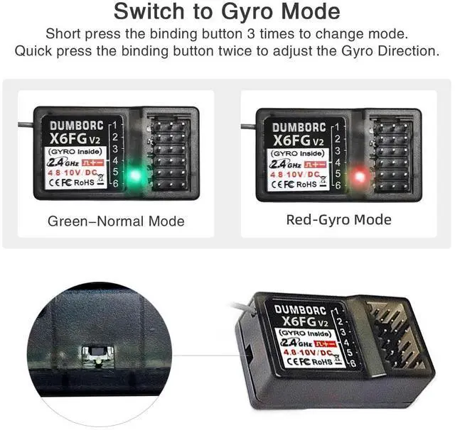 Alt view image 5 of 7 - ATA HOBBY DUMBORC X6 2.4GHz 6CH RC Radio Transmitter and Receiver X6FG(Built-in Gyro) with Fail-Safe & Low Voltage Alarm Function for Rc Vehicle Car Boat Tank Model Parts Remote Controller