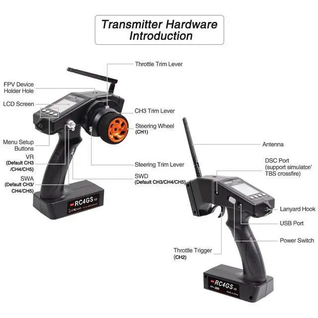 Alt view image 7 of 7 - ATA HOBBY Radiolink RC4GS V3 5 Channel RC Radio Transmitter and 4Pcs R6FG Receiver with Gyro 2.4ghz 400M Remote Controller Kit for Car/Boat/Crawler/Tank/Drifting/Buggy with Lanyard