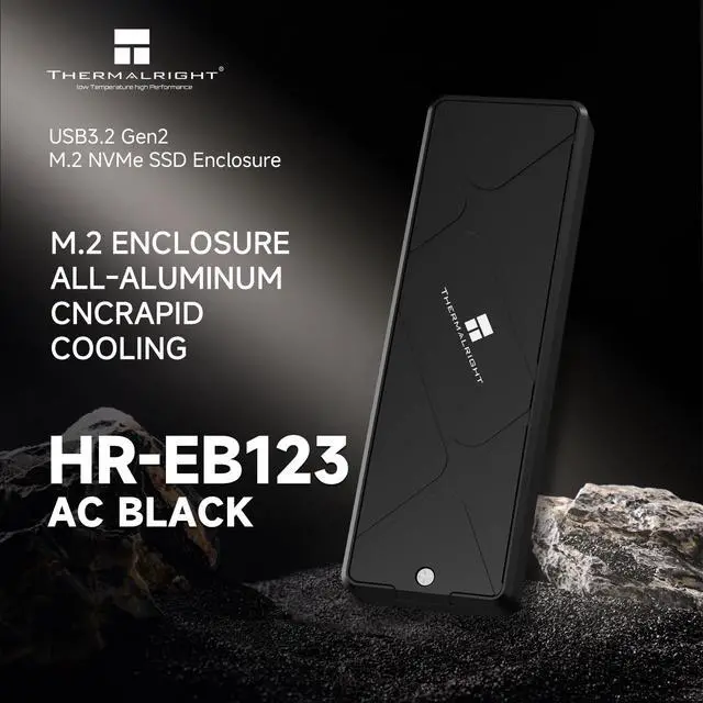 Alt view image 2 of 7 - HR-EB123 C Black M.2 SSD Enclosure features aluminum shell & active cooling for NVMe SSDs. USB 3.2 Gen 2 enables 10Gbps transfers. Compatible with M2 enclosures, PCs, smartphones,tablets.