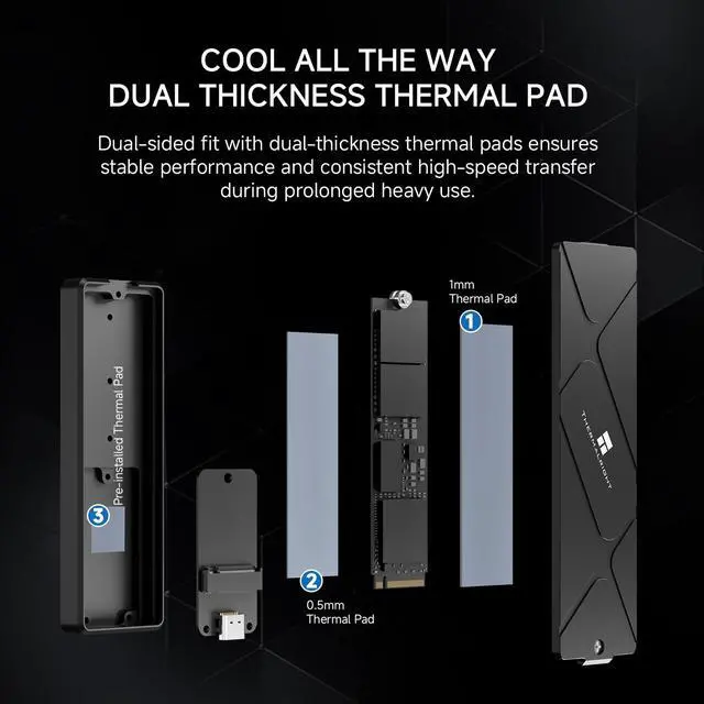 Alt view image 4 of 7 - HR-EB123 C Black M.2 SSD Enclosure features aluminum shell & active cooling for NVMe SSDs. USB 3.2 Gen 2 enables 10Gbps transfers. Compatible with M2 enclosures, PCs, smartphones,tablets.