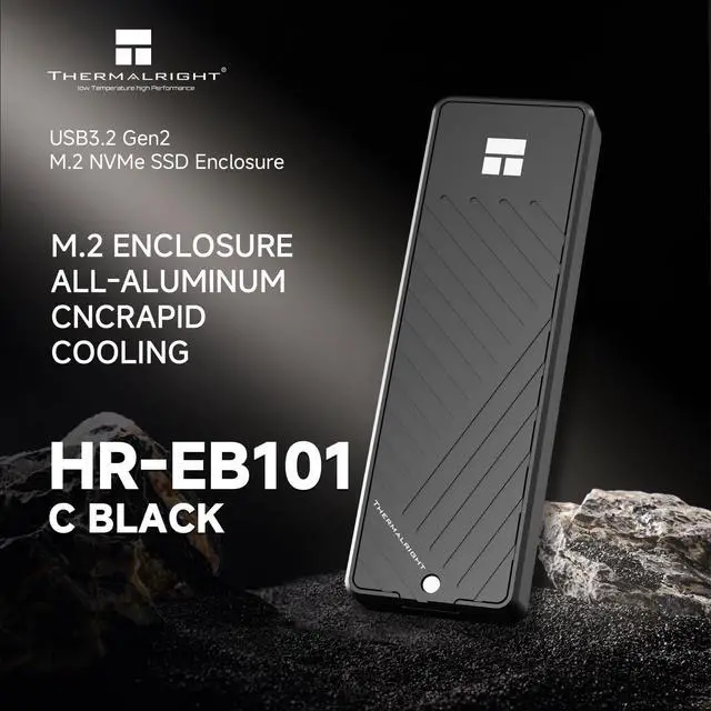Alt view image 2 of 7 - HR-EB101 C Black-Aluminum housing with Active Cooling,NVMe Protocol Enclosure.USB 3.2 Gen 2, 10Gbps high-Speed Transfer.Suitable for Computers, Tablets, etc. Stable Transmission.Black