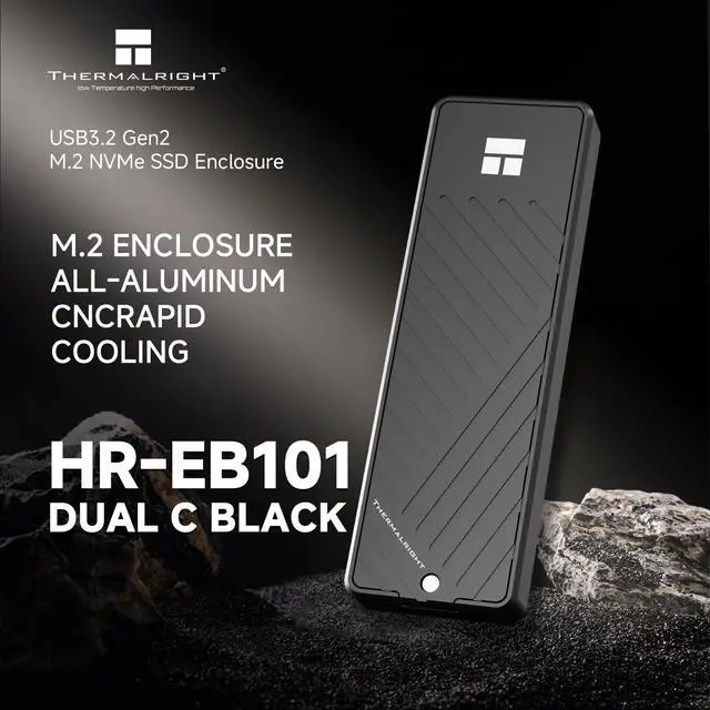 Alt view image 2 of 7 - 10Gbps M.2 Enclosure-HR-EB101 Dual C Black-Large Capacity up to 8TB with Dual-Protocol Support. Supports M Key & B&M Key/2230/2242/ 2260/2280. for PC, PS5, Laptop Expansion