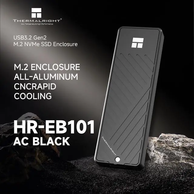 Alt view image 2 of 7 - HR-EB101 AC Black-Aluminum housing with Active Cooling, NVMe Protocol Enclosure. USB 3.2 Gen 2, 10Gbps high-Speed Transfer,for Computers, Phone, Tablets, etc. Stable Transmission.Black
