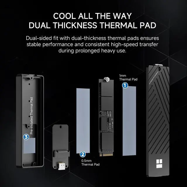 Alt view image 4 of 7 - HR-EB101 AC Black-Aluminum housing with Active Cooling, NVMe Protocol Enclosure. USB 3.2 Gen 2, 10Gbps high-Speed Transfer,for Computers, Phone, Tablets, etc. Stable Transmission.Black