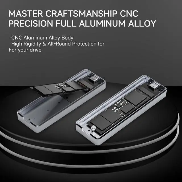 Alt view image 3 of 7 - 10Gbps M.2 Enclosure-HR-EB101 Dual C Grey-Large Capacity up to 8TB with Dual-Protocol Support. Supports M Key & B&M Key/2230/2242/ 2260/2280. for PC, PS5, Laptop Expansion