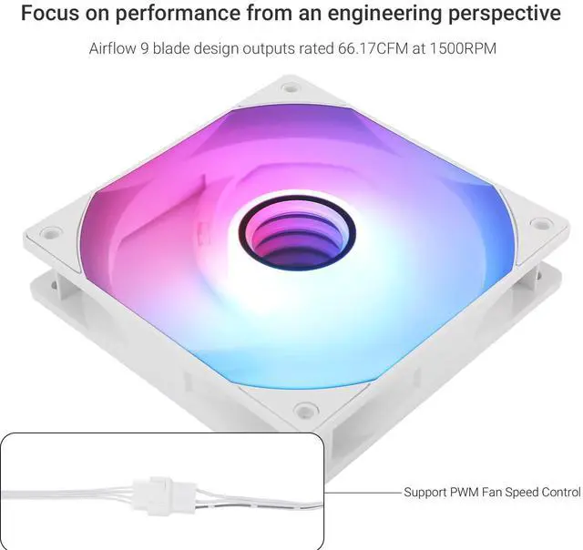 Alt view image 3 of 6 - TL-C12W-S V3 CPU Fan 120mm Case Cooler Fan ARGB, 4pin PWM Connector Silent Computer Fan with S-FDB Bearing,Desktop Cooling Fan has ARGB Mirror Light Effect (TL-C12W-S V3)