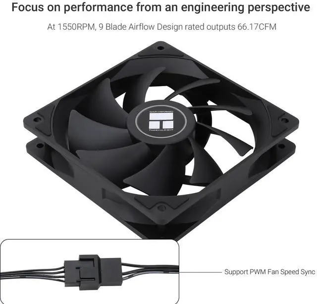 Alt view image 3 of 6 - TL-C12C X5 CPU Fan,Black Cooling, Fan in The unlit VersionEstablish Ties or Contact PC Fan with 1550RPM Speed, 120mm Computer Case Cooler,PWM Control for Case and Liquid Cooler