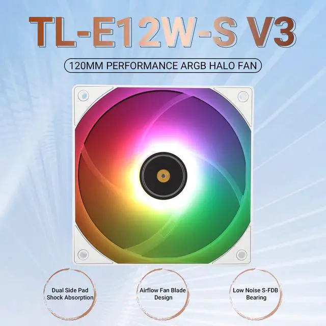Alt view image 2 of 5 - TL-E12W-S V3 CPU Fan Cooler,with High Speed 2000RPM,120mm Cooling PWM Fan,Computer Case Cooling Fan ARGB (TL-E12W-S V3)