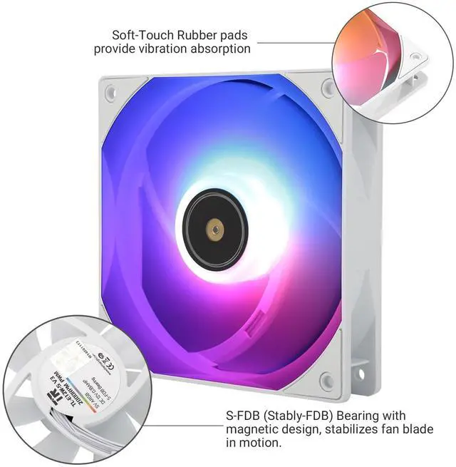 Alt view image 3 of 5 - TL-E12W-S V3 CPU Fan Cooler,with High Speed 2000RPM,120mm Cooling PWM Fan,Computer Case Cooling Fan ARGB (TL-E12W-S V3)