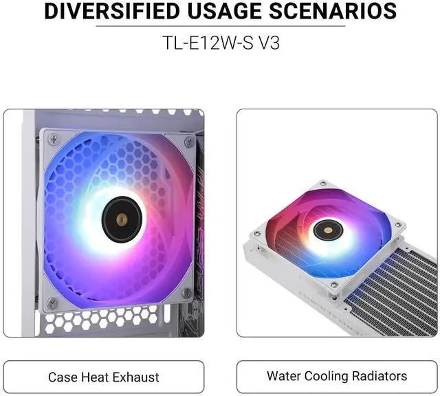 Alt view image 5 of 5 - TL-E12W-S V3 CPU Fan Cooler,with High Speed 2000RPM,120mm Cooling PWM Fan,Computer Case Cooling Fan ARGB (TL-E12W-S V3)
