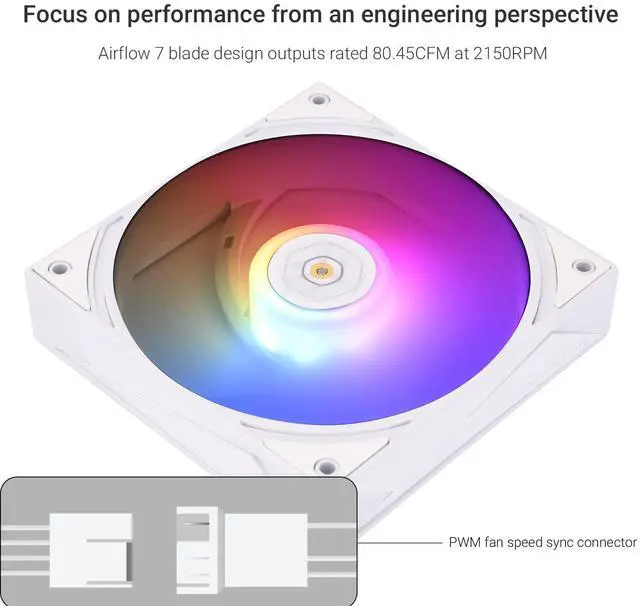 Alt view image 3 of 6 - TL-H12W-X28-S ARGB Computer Case Fan-2150RPM,Quiet CPU Fan,28mm Thickness Cooling Fan ARGB,Desktop CPU Cooler Fan,Compatible with Heatsink Cooler and Case,White