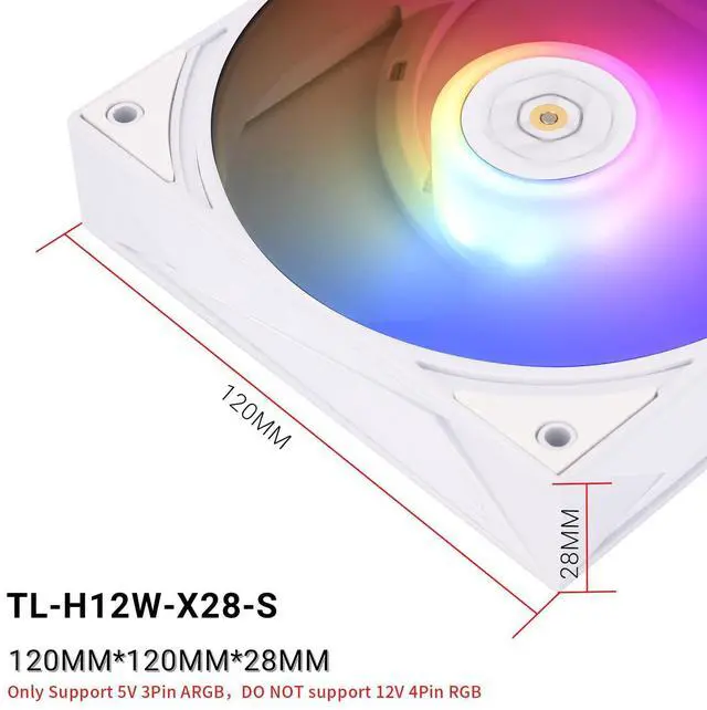 Alt view image 5 of 6 - TL-H12W-X28-S ARGB Computer Case Fan-2150RPM,Quiet CPU Fan,28mm Thickness Cooling Fan ARGB,Desktop CPU Cooler Fan,Compatible with Heatsink Cooler and Case,White