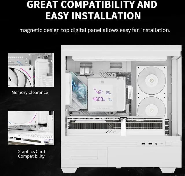 Alt view image 2 of 7 - Phantom Spirit 120 Digital SNOW CPU Air Cooler, 7 Heat pipes CPU Cooling,Double Tower Cooling,Support for AM4/AM5/Intel lga1700/115X/1200/1851,Magnetic Attraction-Digital Screen Top Cover