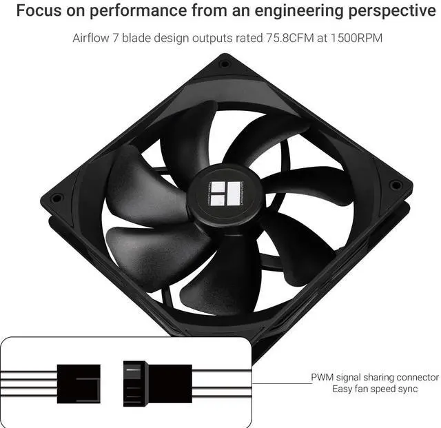 Alt view image 3 of 6 - TL-C14C CPU Cooling Fan 140mm, PWM Silent Computer Cooler With 1500RPM Speed, Black (TL-C14C)