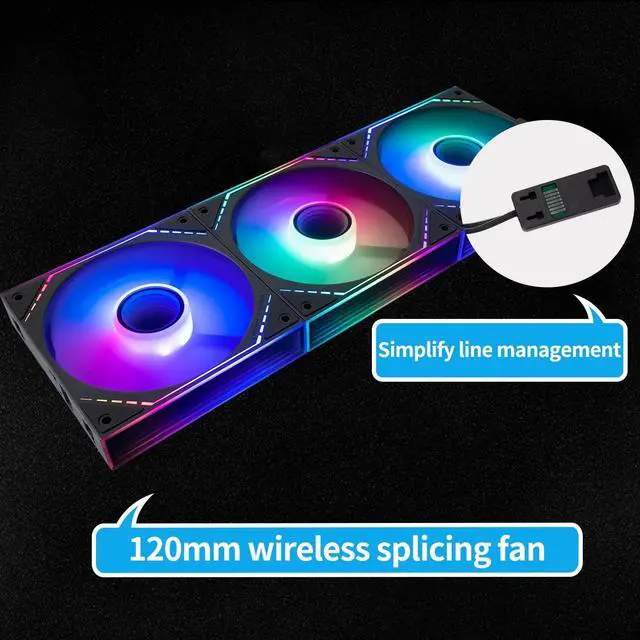 Alt view image 4 of 6 - TL-M12QR-S X3 Reverse CPU Fan Building Blocks 120mm Case Cooler, PWM Connector Silent Computer Cooling with ARGB Light,Wireless Splicing PC Fan with ARGB Mirror Light Effect,Low Noise