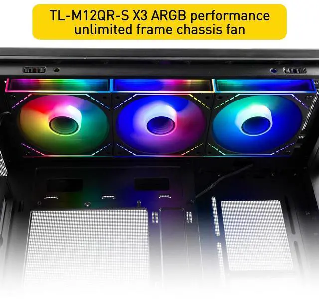 Alt view image 6 of 6 - TL-M12QR-S X3 Reverse CPU Fan Building Blocks 120mm Case Cooler, PWM Connector Silent Computer Cooling with ARGB Light,Wireless Splicing PC Fan with ARGB Mirror Light Effect,Low Noise