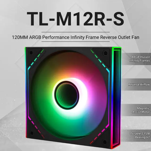 Alt view image 2 of 5 - TL-M12R-S CPU ARGB Fan 120mm Case Cooler Fan ARGB, 4pin PWM Connector Silent Computer Fan with S-FDB Bearing,Desktop Cooling (TL-M12R-S)