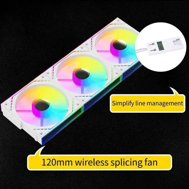Alt view image 4 of 7 - TL-M12QRW-S X3 Reverse CPU Fan Building Blocks 120mm Case Cooler, PWM Connector Silent Computer Cooling with ARGB Light,Wireless Splicing PC Fan with ARGB Mirror Light Effect,Low Noise