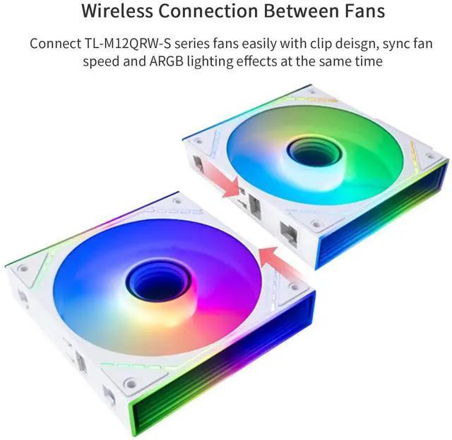 Alt view image 6 of 7 - TL-M12QRW-S X3 Reverse CPU Fan Building Blocks 120mm Case Cooler, PWM Connector Silent Computer Cooling with ARGB Light,Wireless Splicing PC Fan with ARGB Mirror Light Effect,Low Noise