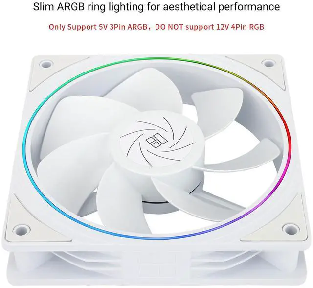 Alt view image 5 of 5 - TL-S12RW X3 CPU Fan 120mm Reverse Fan Case Cooler Fan Comes with ARGB Lighting,CPU Cooling Fan with 1500RPM Speed,White PC PWM Silent Computer Fan,Set of Fans