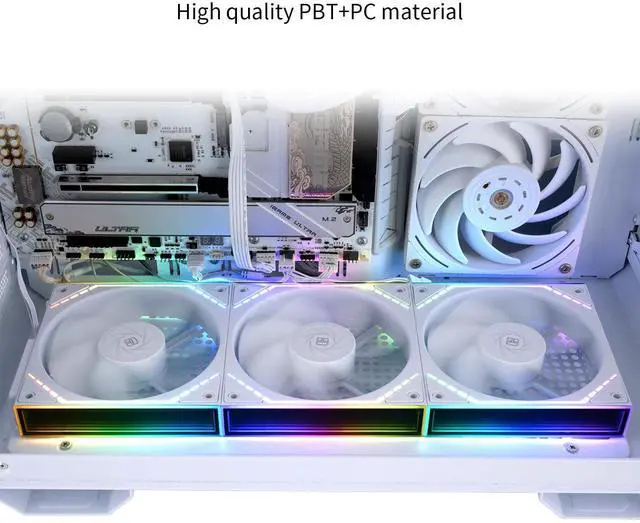 Alt view image 5 of 6 - TL-M12QRW X3 Case Fan Wireless Splicing CPU Cooler Comes with ARGB Mirror Light Effect,PC PWM Silent Cooling with 1500RPM Speed,Building Blocks Version CPU Cooler Fan (120mm, White)