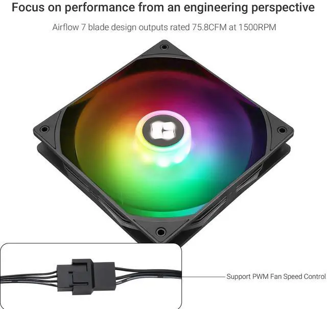Alt view image 3 of 7 - 140MM Quiet PWM Fan, 1500RPM, Desktop Case Cooling Fan