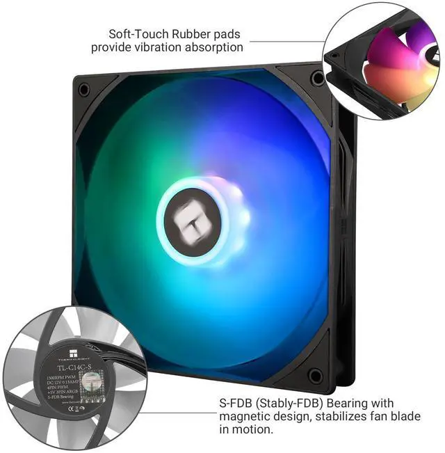 Alt view image 4 of 7 - 140MM Quiet PWM Fan, 1500RPM, Desktop Case Cooling Fan