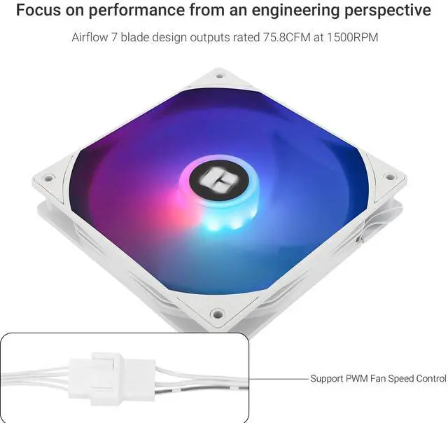 Alt view image 3 of 6 - TL-C14CW-S CPU Fan,with High Speed 1500RPM,14CM Quiet PWM Fan,Computer Case Cooling Fan(White)