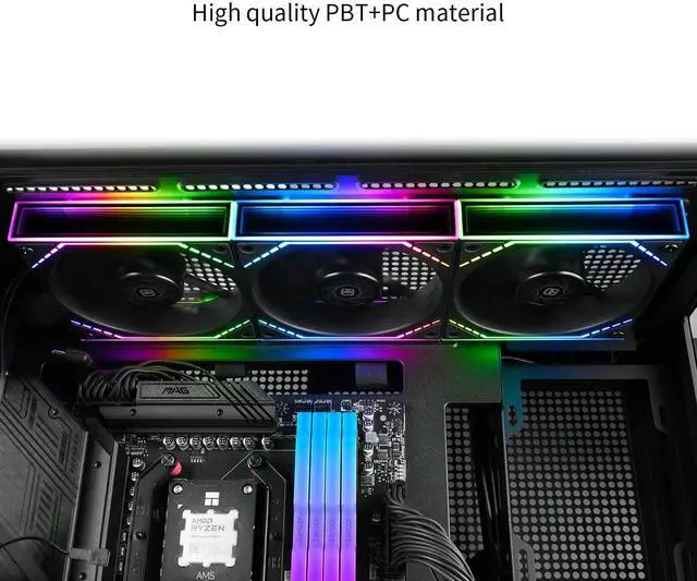 Alt view image 5 of 7 - TL-M12Q X3 Black Wireless Splicing CPU Fan2000RPM High Airflow, 120mm Case Fan, ARGB Daisy-ChainBuilding Blocks Version PC Fan with ARGB Mirror Light Effect