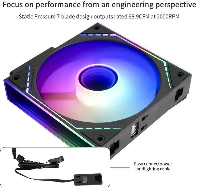 Alt view image 3 of 7 - TL-M12Q-S X3 Wireless Splicing Case Fan-120mm Quiet,Infinity Mirror ARGB Lighting Effects,New Power Chip Module Simplifies Wiring Management,3-Packs Building Blocks Fan