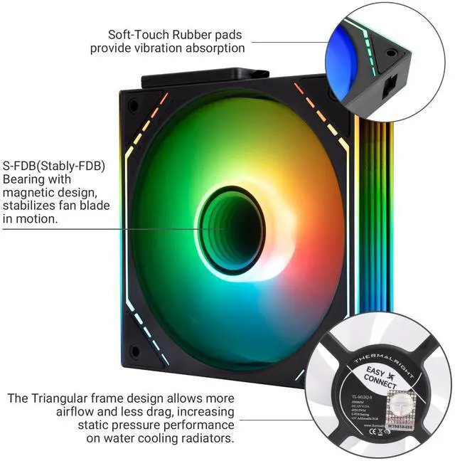 Alt view image 4 of 7 - TL-M12Q-S X3 Wireless Splicing Case Fan-120mm Quiet,Infinity Mirror ARGB Lighting Effects,New Power Chip Module Simplifies Wiring Management,3-Packs Building Blocks Fan