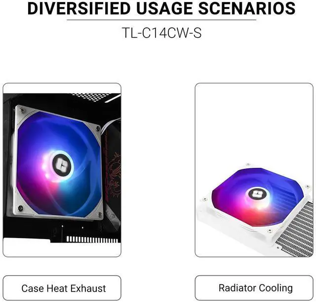 Alt view image 6 of 6 - TL-C14CW-S CPU Fan,with High Speed 1500RPM,14CM Quiet PWM Fan,Computer Case Cooling Fan(White)