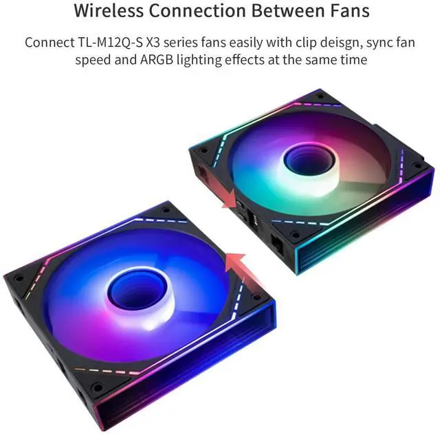 Alt view image 7 of 7 - TL-M12Q-S X3 Wireless Splicing Case Fan-120mm Quiet,Infinity Mirror ARGB Lighting Effects,New Power Chip Module Simplifies Wiring Management,3-Packs Building Blocks Fan