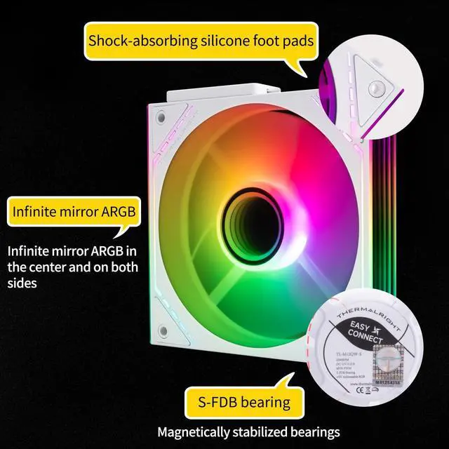 Alt view image 2 of 6 - TL-M12QW-S X3 Wireless Splicing Case Fan-120mm Quiet,Infinity Mirror ARGB Lighting Effects,New Power Chip Module Simplifies Wiring Management,3-Packs Building Blocks Fan-White
