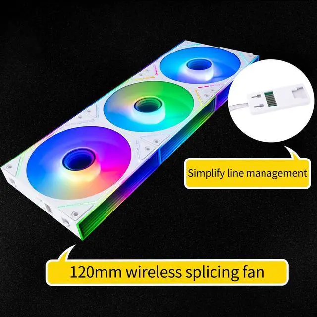 Alt view image 4 of 6 - TL-M12QW-S X3 Wireless Splicing Case Fan-120mm Quiet,Infinity Mirror ARGB Lighting Effects,New Power Chip Module Simplifies Wiring Management,3-Packs Building Blocks Fan-White