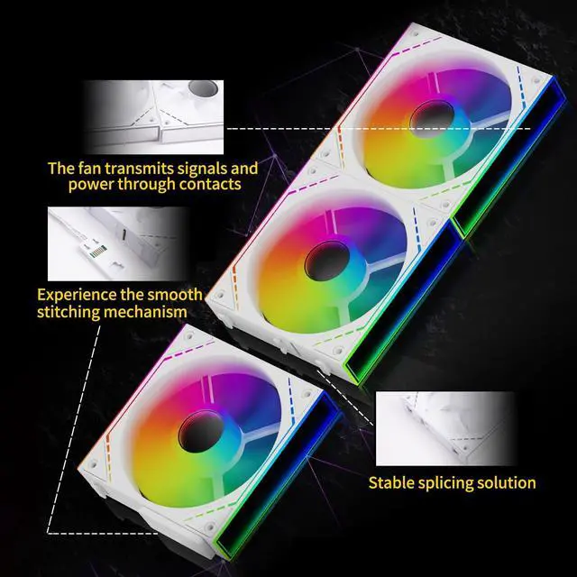Alt view image 5 of 6 - TL-M12QW-S X3 Wireless Splicing Case Fan-120mm Quiet,Infinity Mirror ARGB Lighting Effects,New Power Chip Module Simplifies Wiring Management,3-Packs Building Blocks Fan-White
