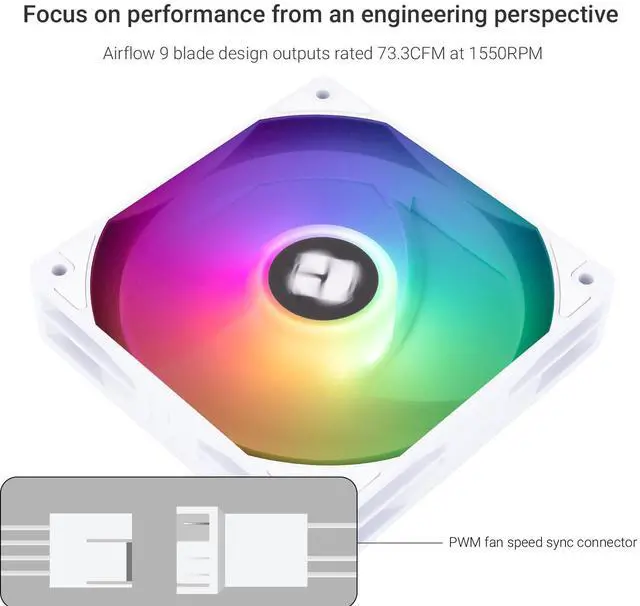 Alt view image 3 of 6 - TL-C12CW-X28-S X3 CPU PC Fan with 1550RPM Speed,120mm Computer Case Cooler Fan,PWM Control Fan for Case and Liquid Cooler & CPU Cooling,28mm Thickness