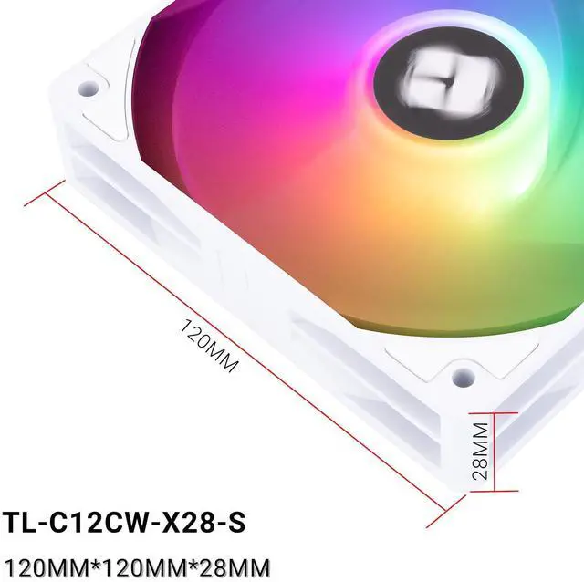 Alt view image 6 of 6 - TL-C12CW-X28-S X3 CPU PC Fan with 1550RPM Speed,120mm Computer Case Cooler Fan,PWM Control Fan for Case and Liquid Cooler & CPU Cooling,28mm Thickness