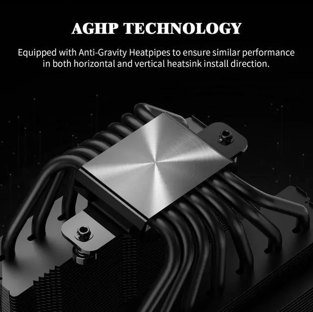 Alt view image 3 of 7 - Royal Pretor 130 Ultra Black CPU Cooler, 7 Heat Pipes Heatsink CPU Cooling, Black Brushed Top Cover, for Intel LGA115X/2011/1700/1851,AM4/AM5 Platforms,Double Towers and Fans Cooler