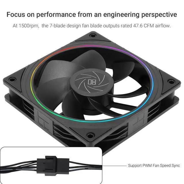 Alt view image 3 of 4 - TL-S12R X3 CPU Fan 120mm Reverse Fan Case Cooler Fan Comes with ARGB Lighting,CPU Cooling Fan with 1500RPM Speed,Black PC PWM Silent Computer Fan,Set of Fans