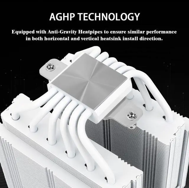 Alt view image 2 of 6 - Royal Pretor 130 White CPU Cooler, Heatsink CPU Cooling, TL-H12W-X28 and TL-HD13W-X28 Fan, Compatible with Intel LGA115X/1200/2011/1700/1851;AM4/AM5 Platforms,Desktop Tower Cooling