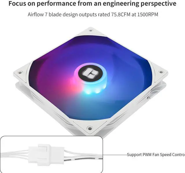 Alt view image 3 of 6 - TL-C14CW-S X3 14CM Silent Cooling Fan,White Compurter Cooling Fan,CPU Coolers with 1500RPM High Speed,4-Pin PWM Connector,3 Quantities