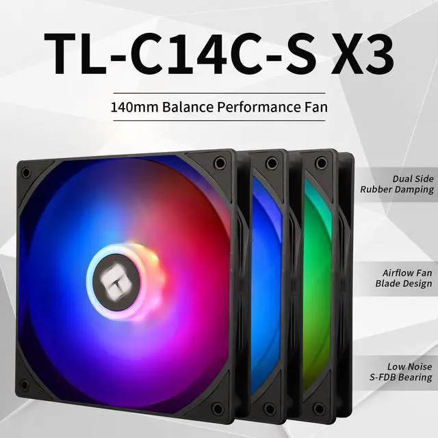 Alt view image 2 of 6 - TL-C14C-S X3 CPU Fan,with High Speed 1500RPM,140MM Quiet PWM Fan,Computer Case Cooling Fan(3 Quantities)