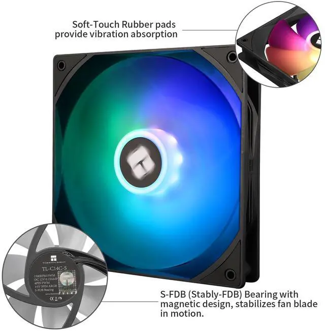 Alt view image 4 of 6 - TL-C14C-S X3 CPU Fan,with High Speed 1500RPM,140MM Quiet PWM Fan,Computer Case Cooling Fan(3 Quantities)