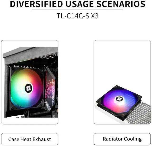 Alt view image 6 of 6 - TL-C14C-S X3 CPU Fan,with High Speed 1500RPM,140MM Quiet PWM Fan,Computer Case Cooling Fan(3 Quantities)