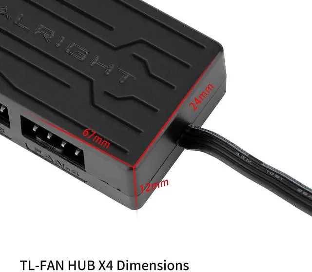 Alt view image 5 of 5 - FAN HUB X4 PWM Fan Controller - 4 Port 4-Pin, Multiple Interface Cooling Hub for 4 Groups of PC Fans, SATA Power Cord