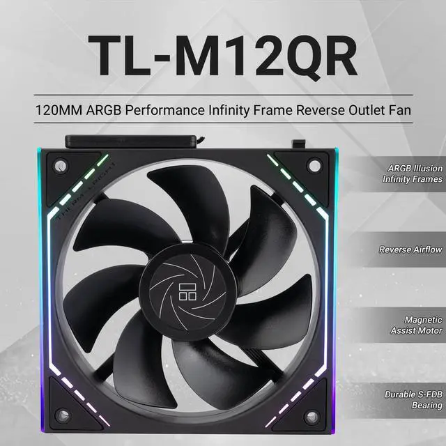 Alt view image 2 of 5 - TL-M12QR CPU Fan 120mm Case Cooler, PWM Connector Silent Computer Cooling with S-FDB Bearing,PC Fan with ARGB Mirror Light Effect,Low Noise,Building Blocks Version PC Fan